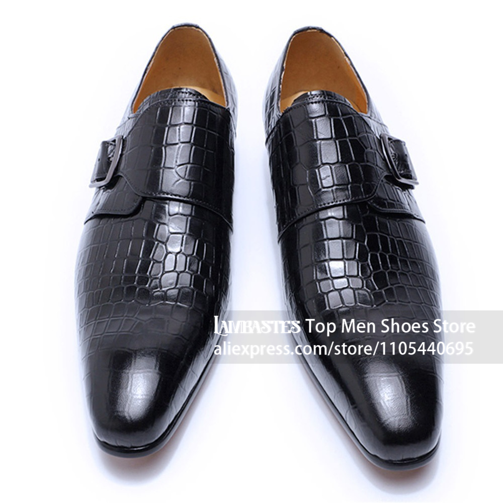Men'S Shoes Navy Blue - Crocodile Alligator Embossed Leather Dress Shoes