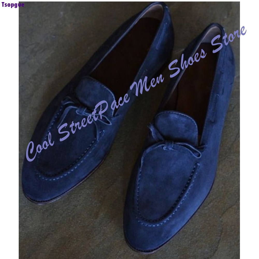 Men'S Shoes Navy Blue - Business Casual Knot Loafers for Men