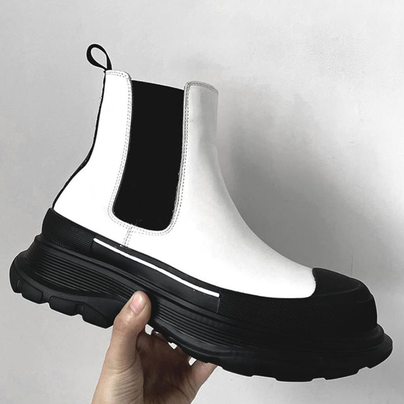 Men'S Shoes Black And White - Korean style men's boots slip-on natural