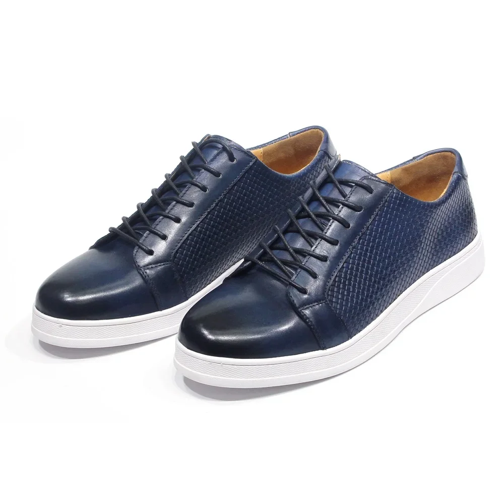 Men'S Shoes Navy Blue - Men's European Style Genuine Leather Casual