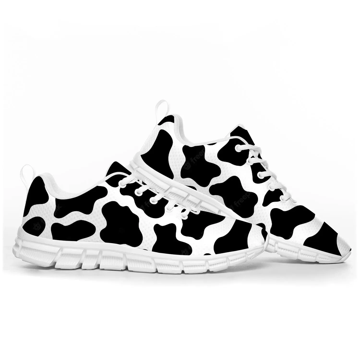 Cow Print 3D Pattern Sports Sh - đánh giá và giá Men'S Shoes Black And White
