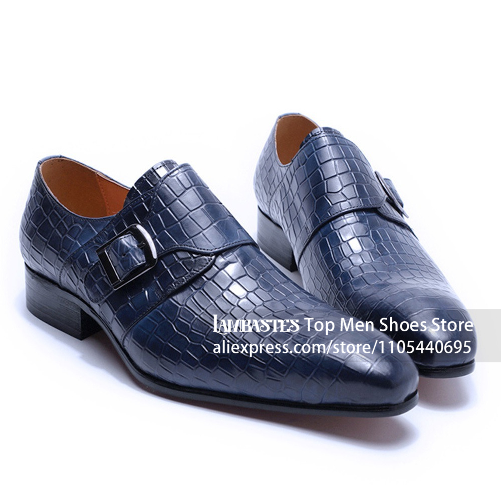 Crocodile Alligator Embossed L - đánh giá và giá Men'S Shoes Navy Blue