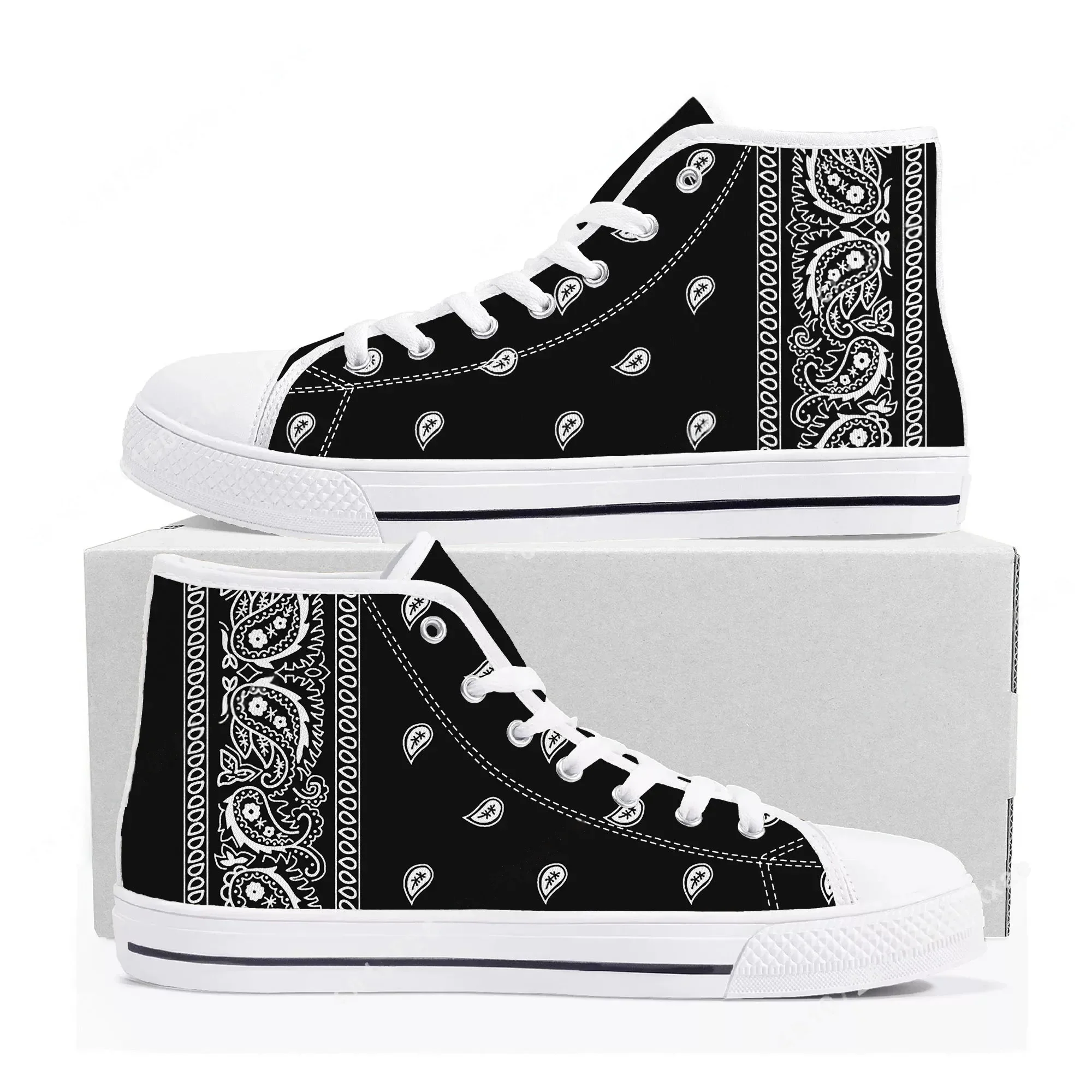 Bandana Paisley High Top Sneak - đánh giá và giá Men'S Shoes Black And White