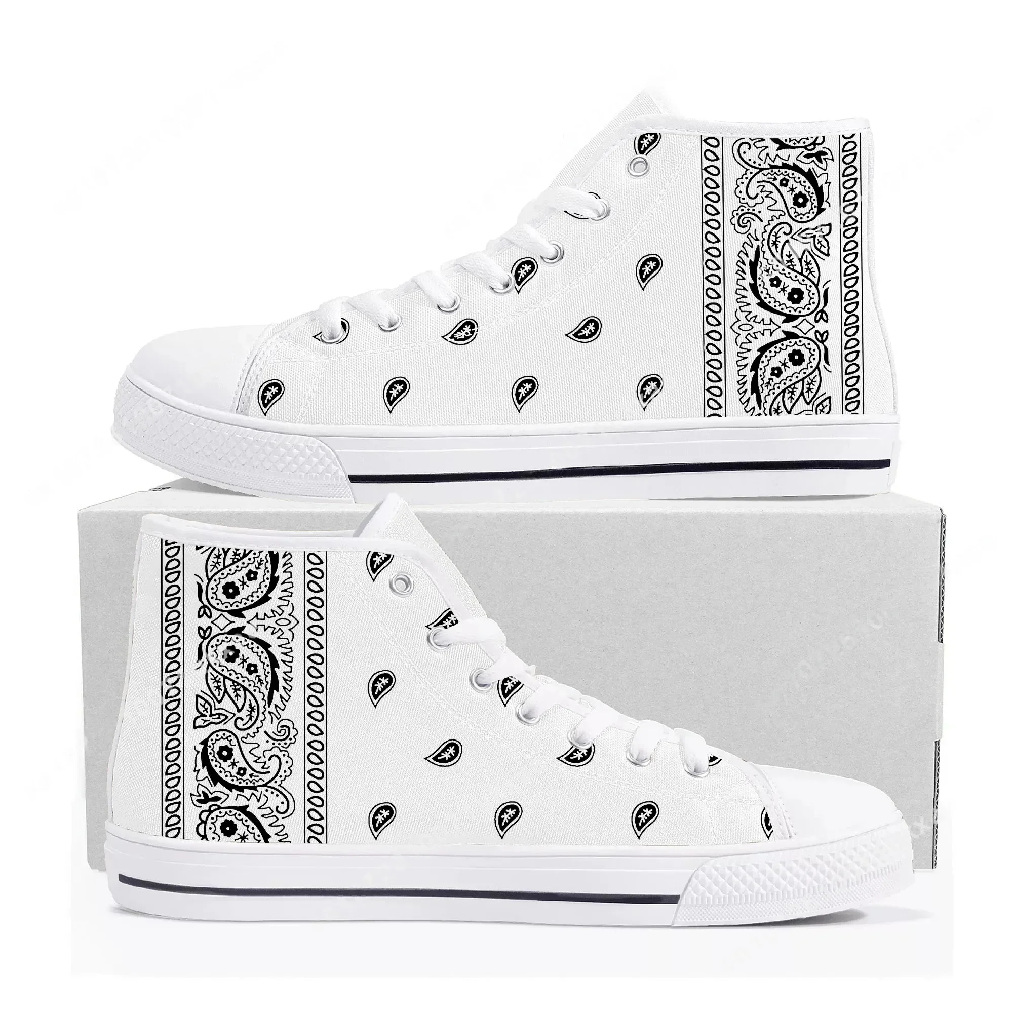 Bandana Paisley High Top Sneak - đánh giá và giá Men'S Shoes Black And White