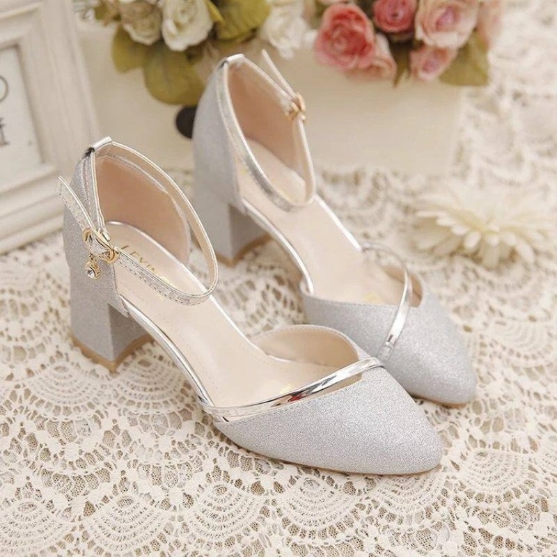 Women's Glitter Chunky Block H - đánh giá và giá Dress Shoe Pointed