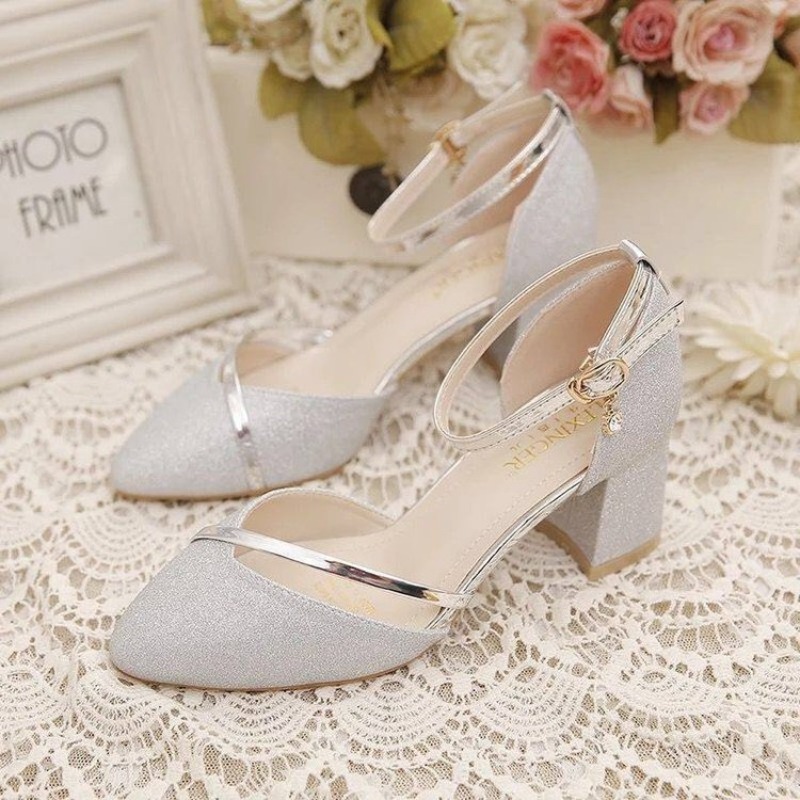 Women's Glitter Chunky Block H - đánh giá và giá Dress Shoe Pointed