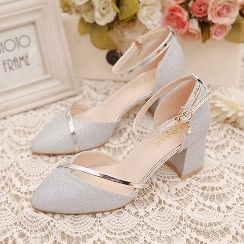 Women's Glitter Chunky Block H - đánh giá và giá Dress Shoe Pointed