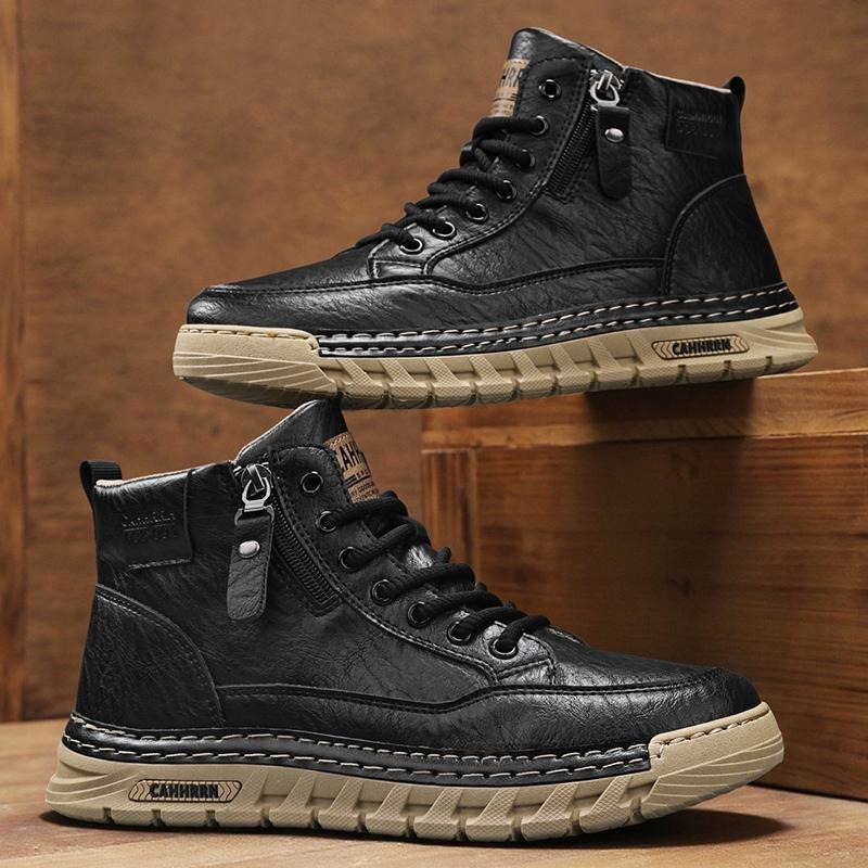 Men Leather High Top Ankle Boo - đánh giá và giá Running Shoes Lightweight