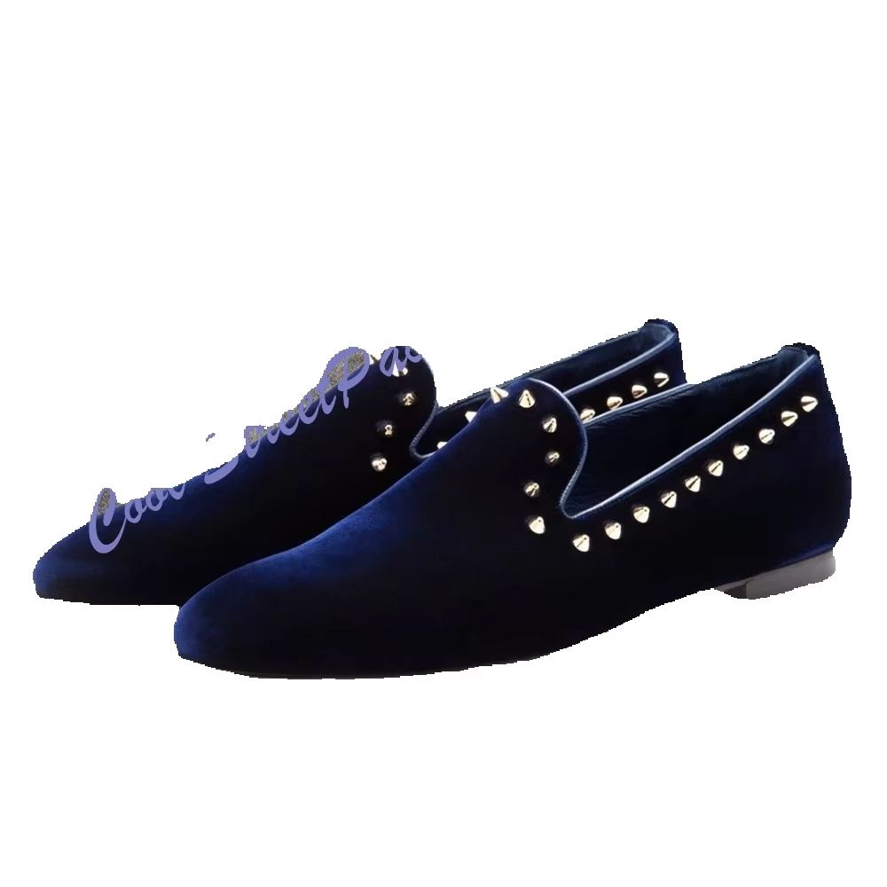 Men Navy Blue Velvet Studded L - đánh giá và giá Men'S Shoes Navy Blue