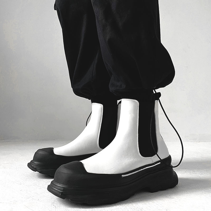 Korean style men's boots slip- - đánh giá và giá Men'S Shoes Black And White