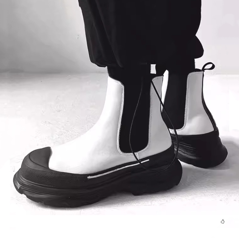 Korean style men's boots slip- - đánh giá và giá Men'S Shoes Black And White