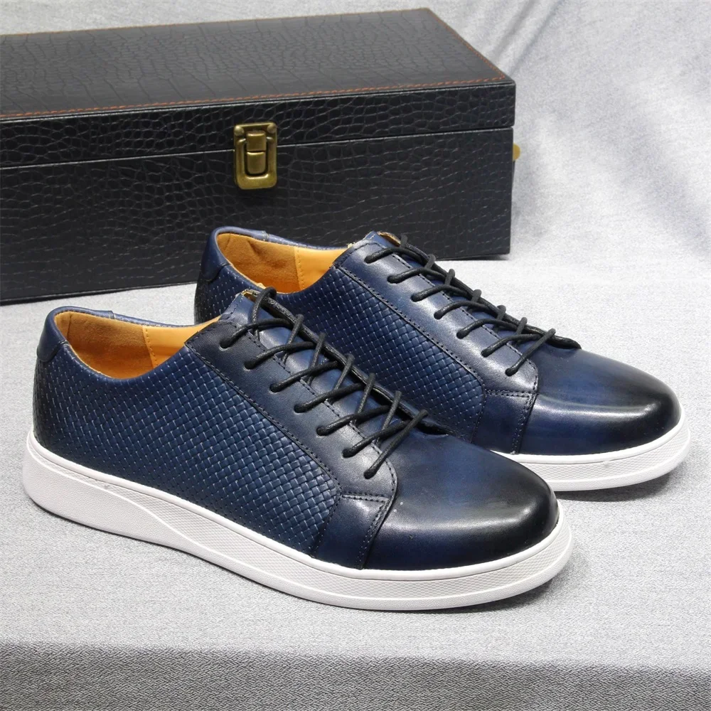 Men's European Style Genuine L - đánh giá và giá Men'S Shoes Navy Blue